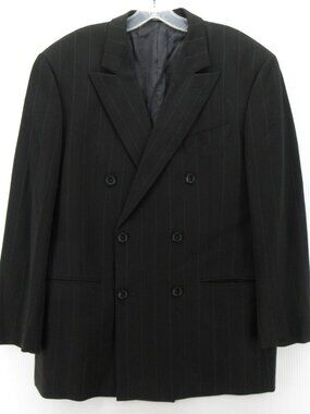 Armani Collezioni Sport Coat 40 Blazer Double Breasted Pinstripe Italy